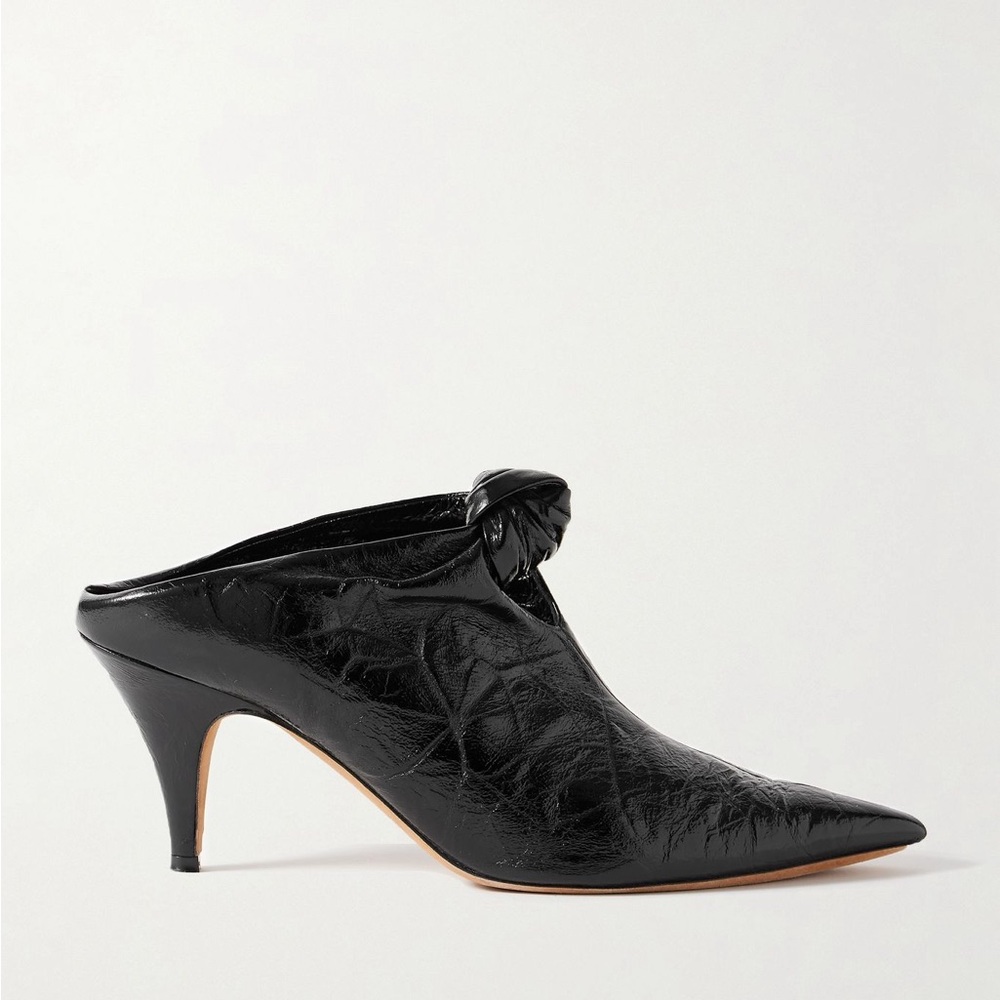 Khaite Crinkled-leather Shine Knot Mules
